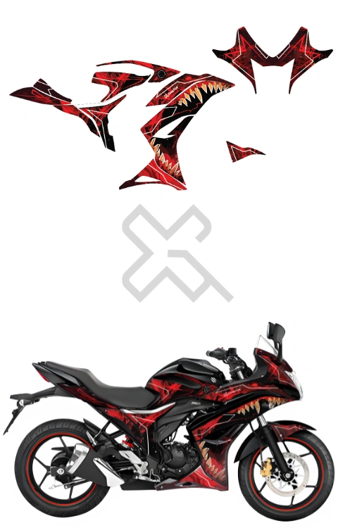 Monstooth Edition Full Body Sticker Compatible with Gixxer SF 150 Bs4 | Made in Premium Matte Vinyl with FPF (Fade Protection Film), Waterproof, Precut Sticker, Pack of 1